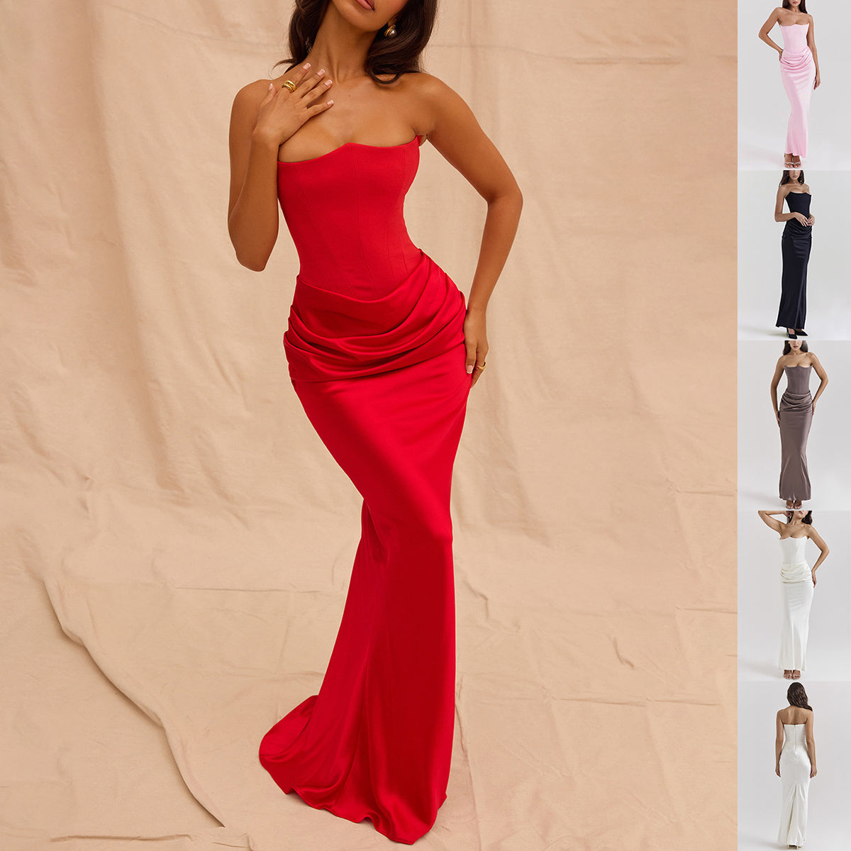 Vestido Longo Tomara-que-Caia Slim - Elegância Sexy para Festas e Eventos Noturnos